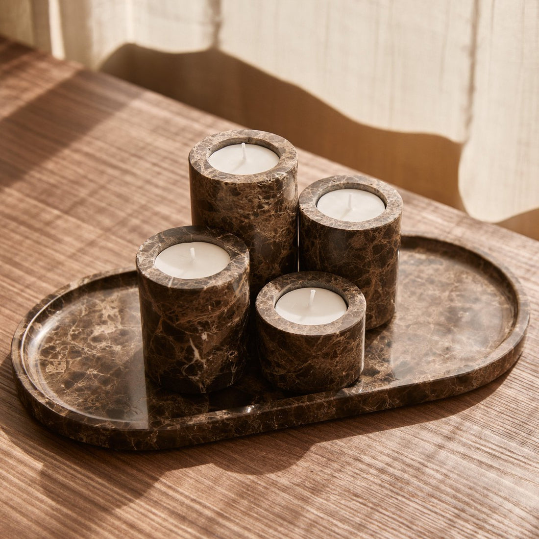 Marmer waxinelichthouder